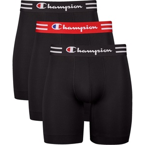 Champion Men’s Performance Stretch Boxer Briefs – 3 Pack (S-XXL)(Long Leg – Black – 3 Pack)