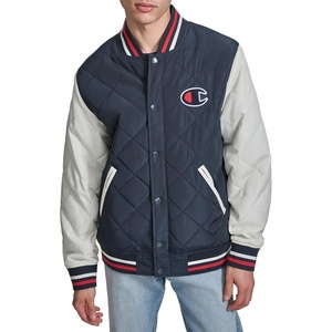 Champion Men’s Retro Diamond Quilted Bomber Varsity Jacket(Navy/White)