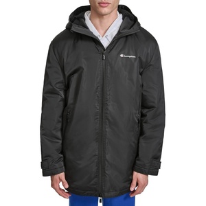 Champion Men’s Sherpa Lined Mid-length Sideline Jacket With Hood(Black)