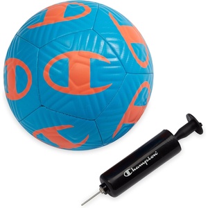 Champion Playmaker Logo Deflated Soccer Ball with Pump, Size 5 Soccer Ball, Durable Panels for Kids, Youth & Adults, Indoor/Outdoor Training Ball with Inflation Hand Pump(Fierce Tide/Very Coral)