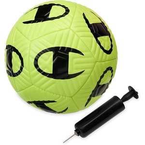 Champion Playmaker Logo Deflated Soccer Ball with Pump, Size 5 Soccer Ball, Durable Panels for Kids, Youth & Adults, Indoor/Outdoor Training Ball with Inflation Hand Pump(EVENING PRIMROSE/BLACK)