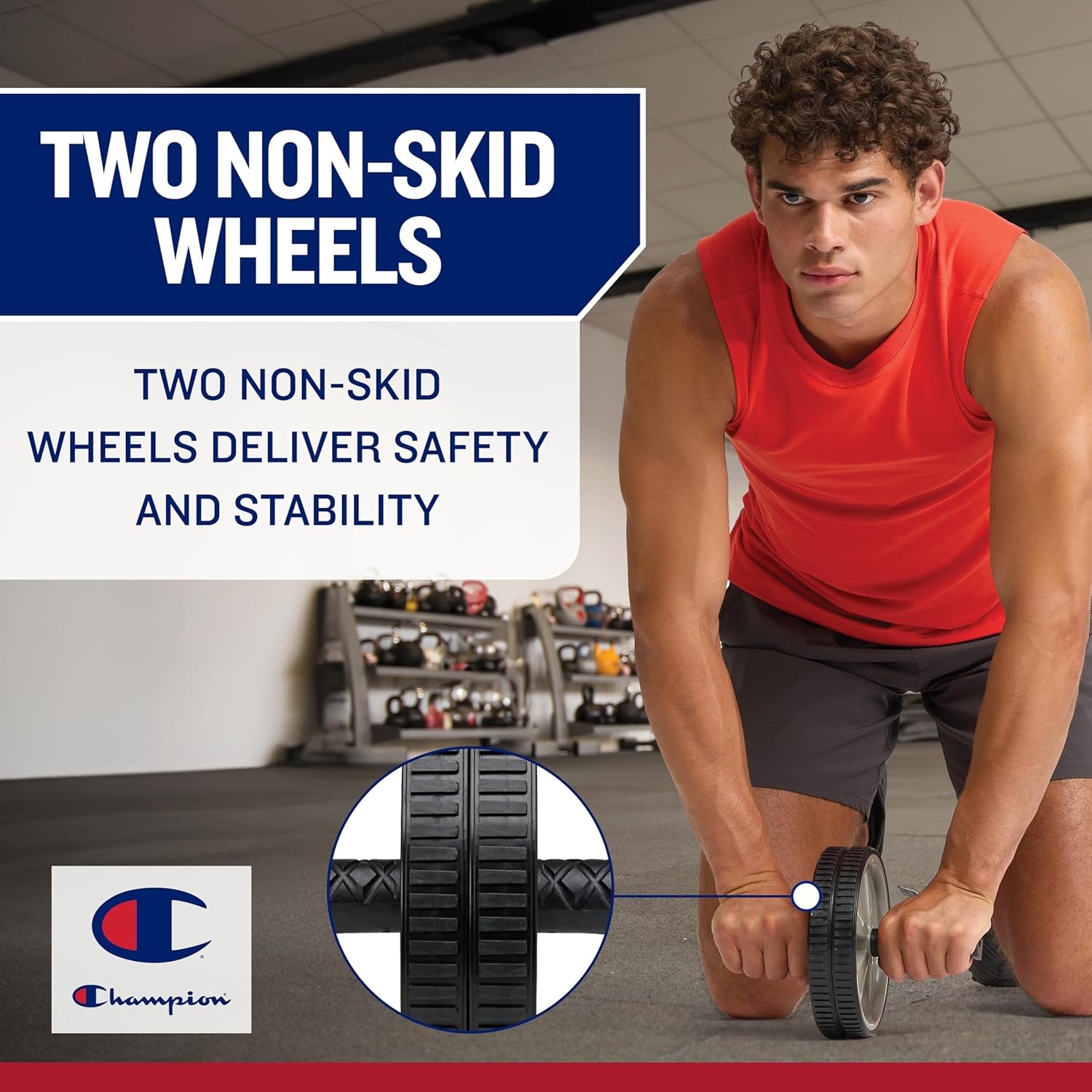 image:imageChampion Ab Roller Wheel GreyBlack Ab Wheel with Dual NonSkid Wheels Exercise Roller for Core Workout Abs Workout Equipment for Home Gym Strength Training and Core Stability
