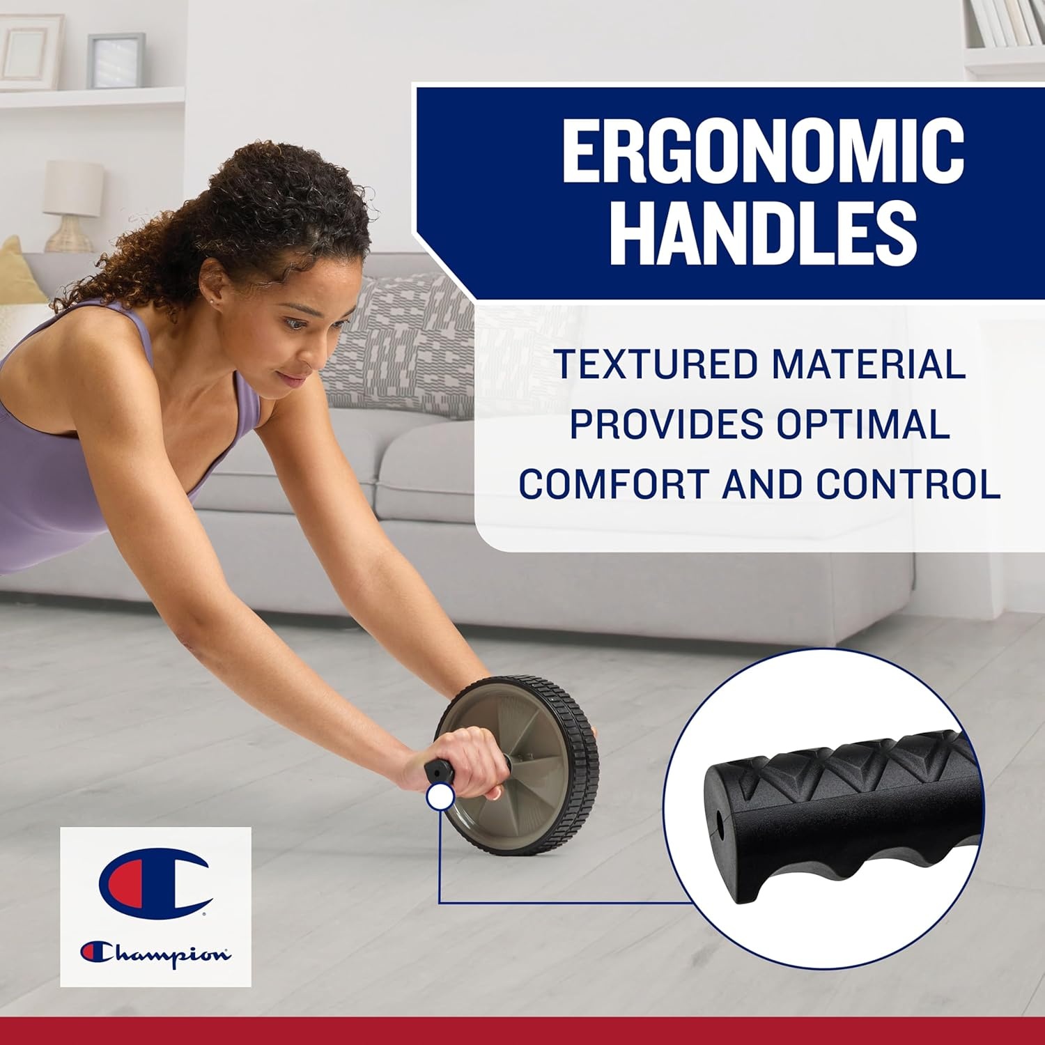 image:imageChampion Ab Roller Wheel GreyBlack Ab Wheel with Dual NonSkid Wheels Exercise Roller for Core Workout Abs Workout Equipment for Home Gym Strength Training and Core Stability