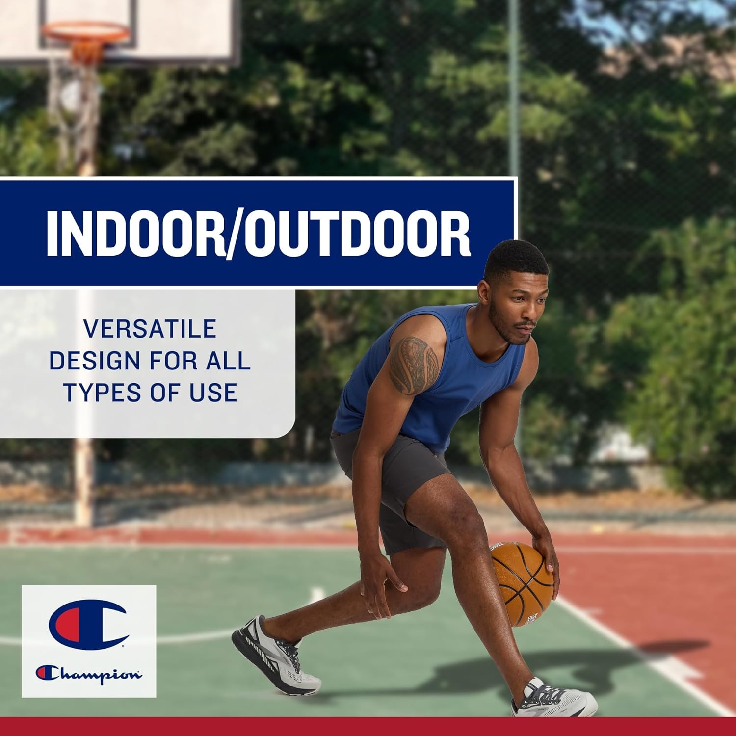 image:imageChampion Downtown Basketball Durable Rubber Cover with Deep Channels for Better Control AntiBurst Butyl Bladder Includes Ball Pump for IndoorOutdoor PlayCLASSIC