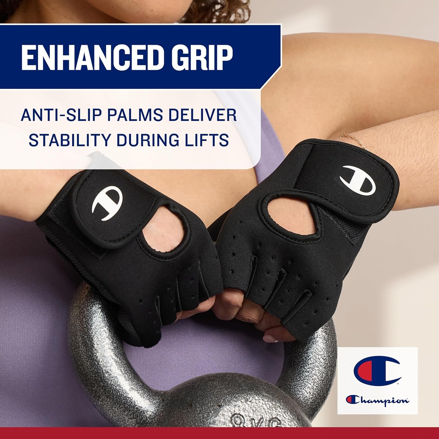 image:imageChampion Fingerless Gloves for Women Workout Gloves with Padded Palm amp Wrist Support Breathable Mesh FabricMediumLarge
