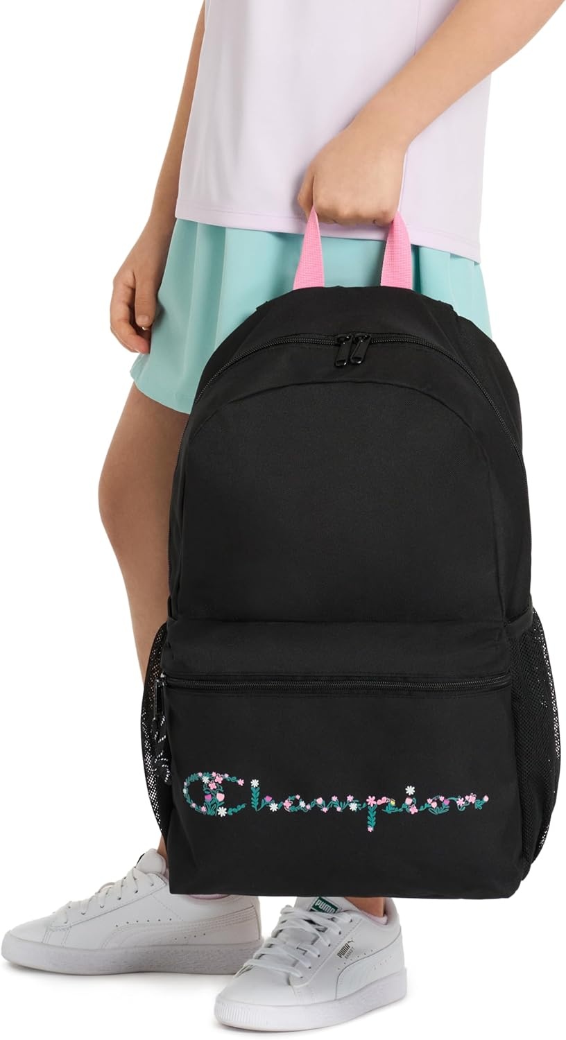 image:imageChampion Kids Merit Backpack with Padded Straps Water Bottle Pocket and Laptop Compartment for Daily Use GreyWhite One SizePinkBlack