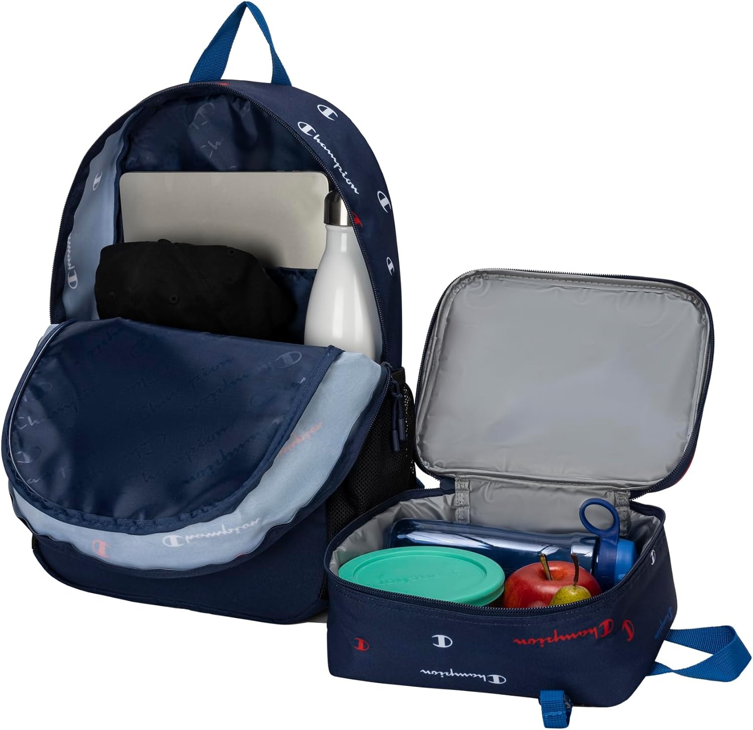 image:imageChampion Kids Mode 2Piece Backpack and Insulated Lunch Box Combo Set with Laptop Compartment Padded Straps Water Bottle Pocket for Daily Use Golf GreenNavy One Size