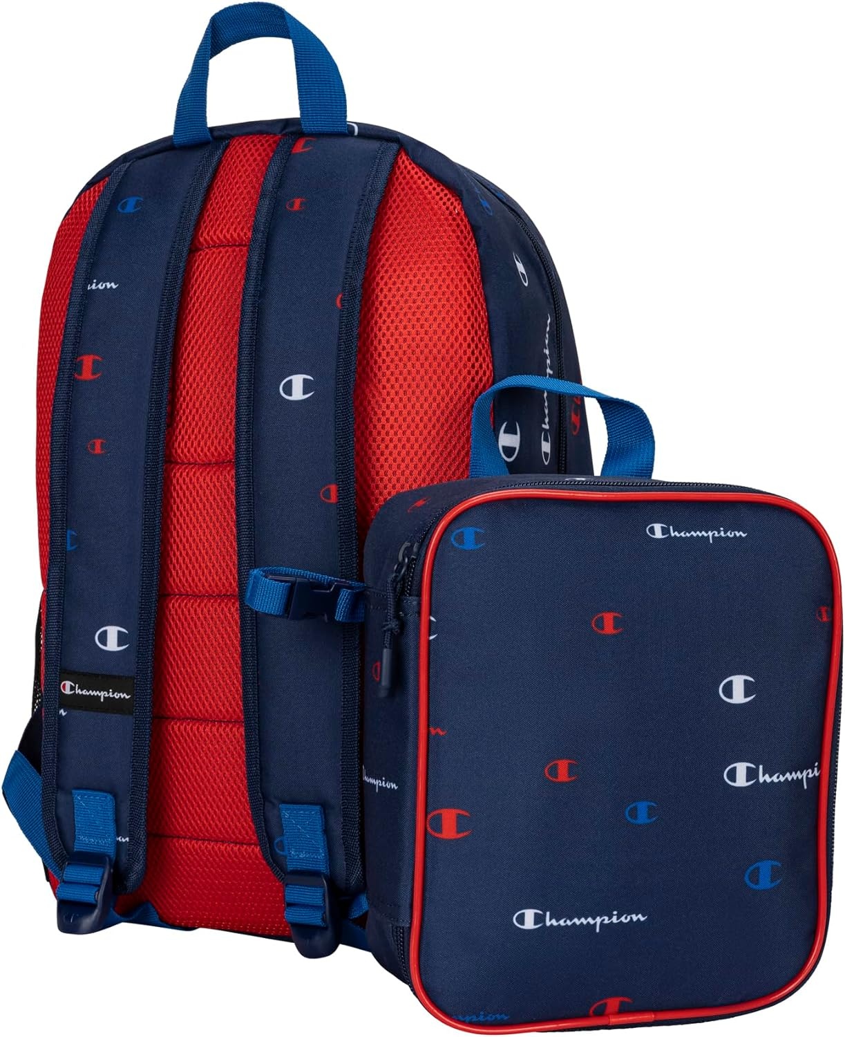 image:imageChampion Kids Mode 2Piece Backpack and Insulated Lunch Box Combo Set with Laptop Compartment Padded Straps Water Bottle Pocket for Daily Use Golf GreenNavy One Size