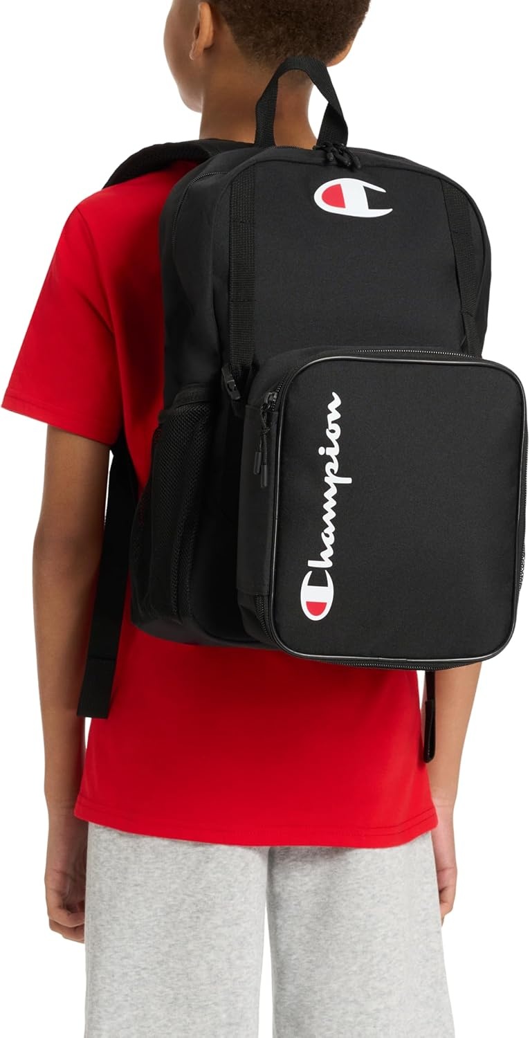 image:imageChampion Kids Mode 2Piece Backpack and Insulated Lunch Box Combo Set with Laptop Compartment Padded Straps Water Bottle Pocket for Daily Use Mykonos BlueBlackSulfur Spring One Size