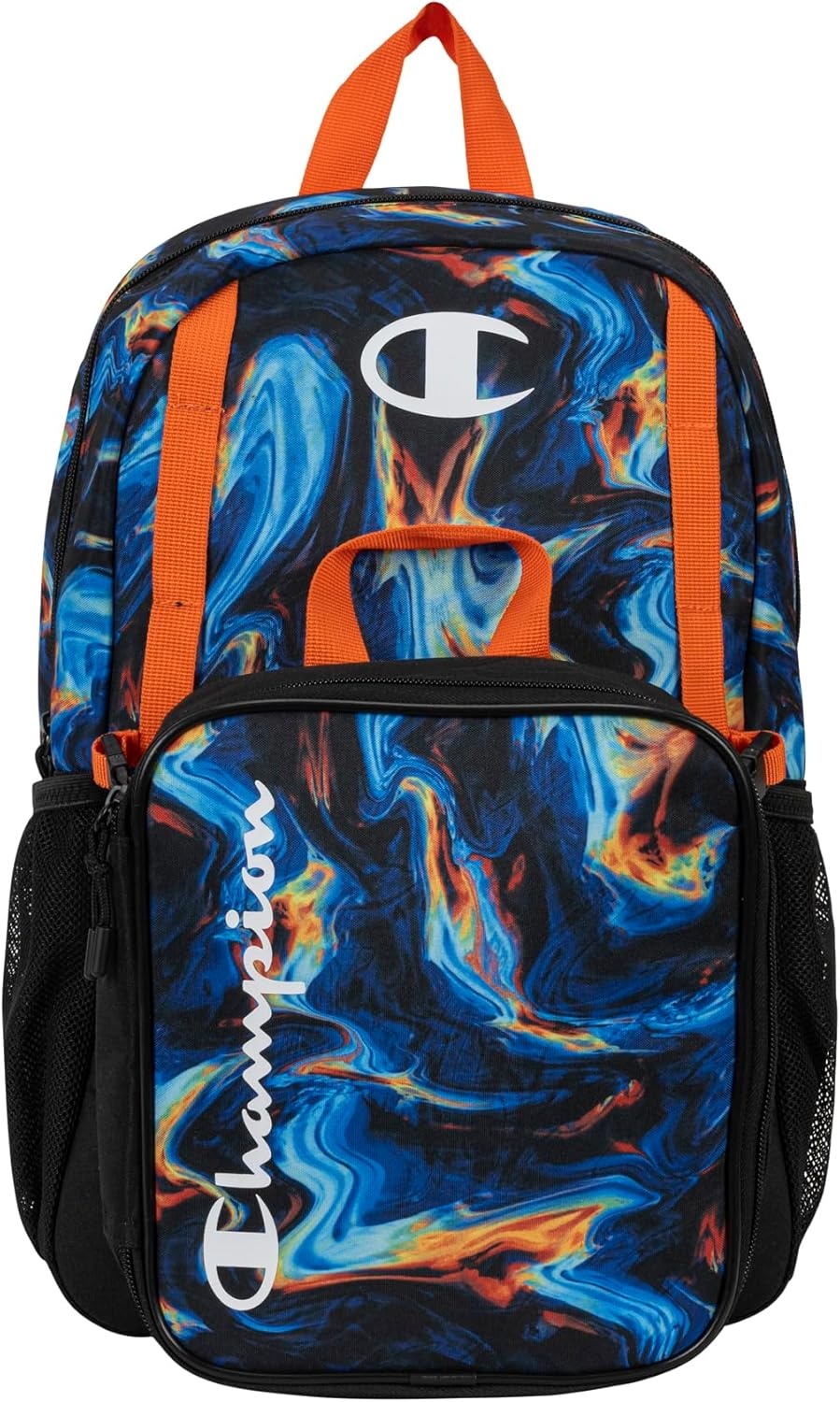 image:imageChampion Kids Mode 2Piece Backpack and Insulated Lunch Box Combo Set with Laptop Compartment Padded Straps Water Bottle Pocket for Daily Use Vermillion OrangeBlack One Size