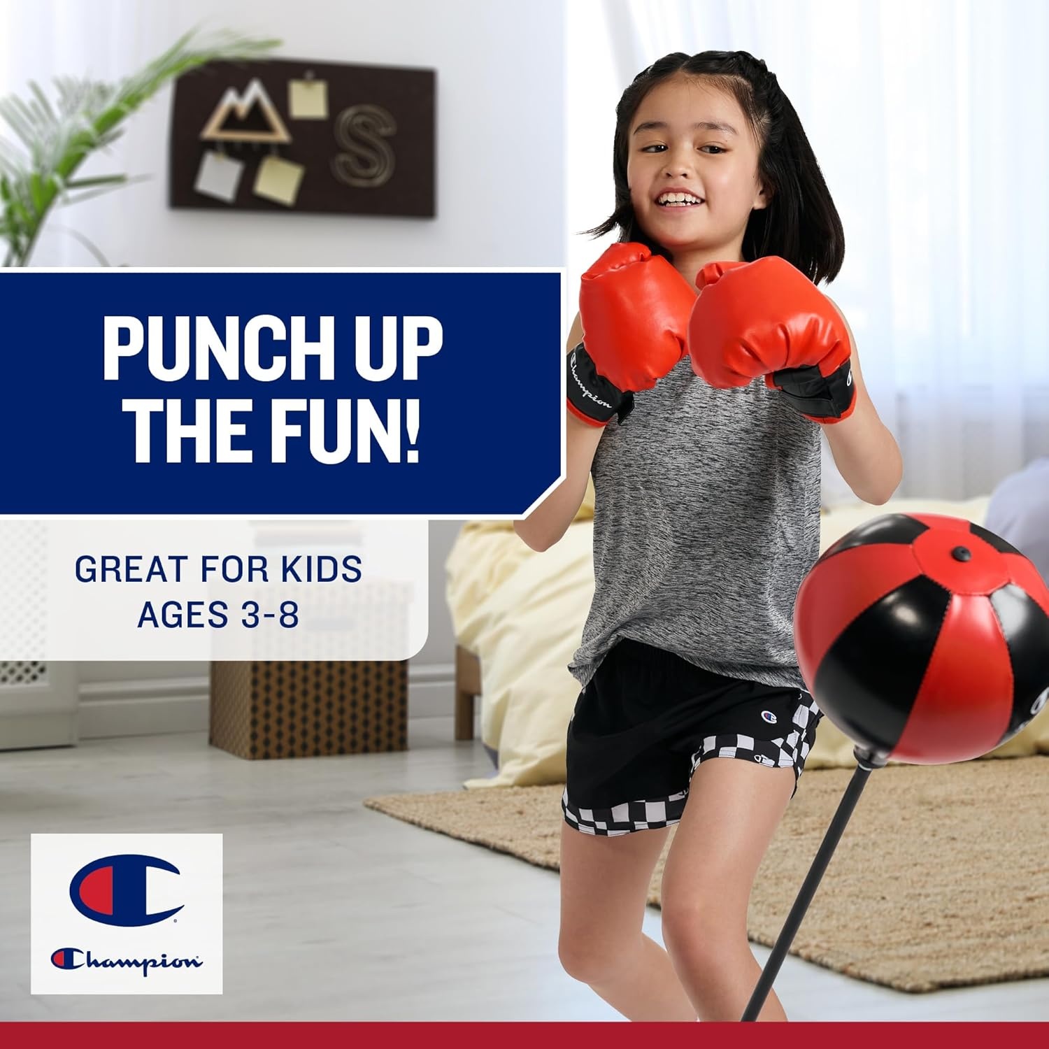 image:imageChampion Kids Punching Bag Set for Ages 310 Adjustable 3043 Stand SpringRebound Boxing Bag PU Foam Gloves amp Fillable Base Indoor amp Outdoor Youth Boxing SetReact