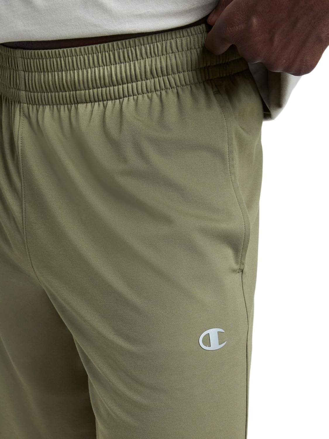 image:imageChampion Mens 10 Sport Knit Shorts Slim Fit LightweightBurnt Olive C Logo