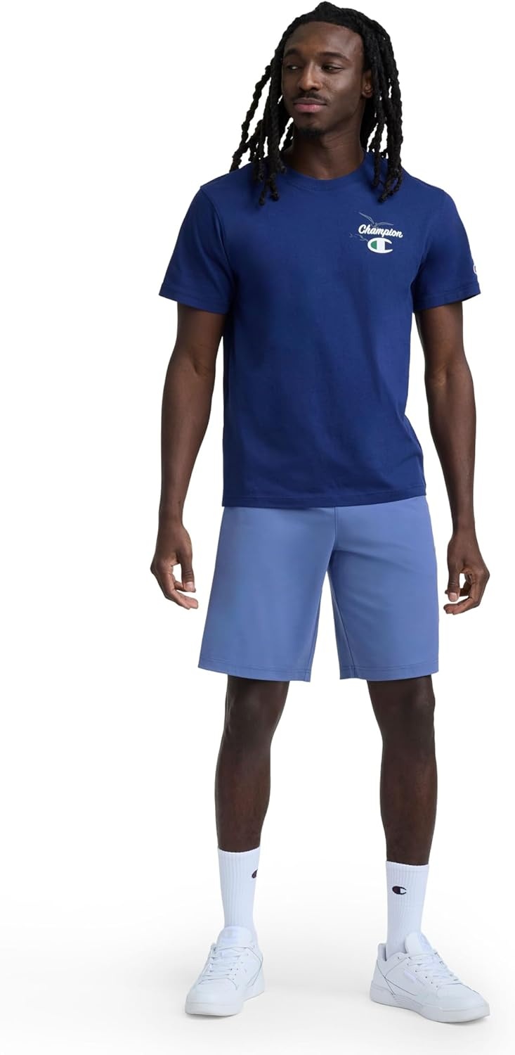 image:imageChampion Mens 10 Sport Knit Shorts Slim Fit LightweightCoastal Fjord C Logo
