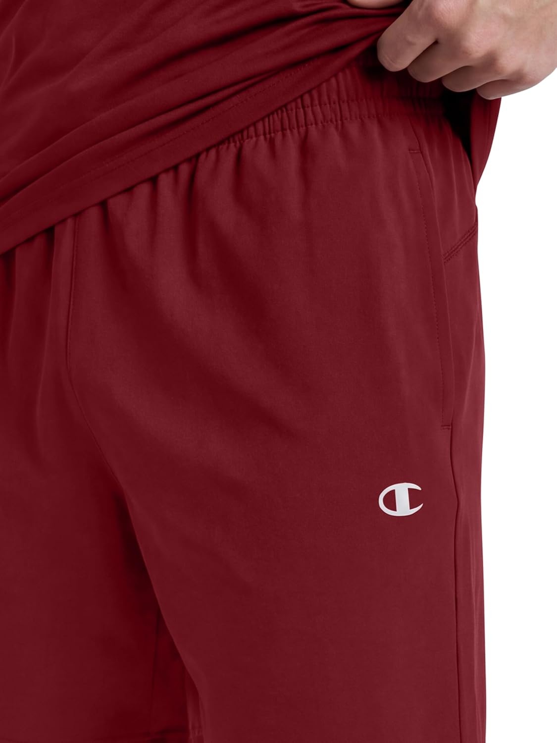 image:imageChampion Mens 10 Sport Knit Shorts Slim Fit LightweightPomegranate C Logo