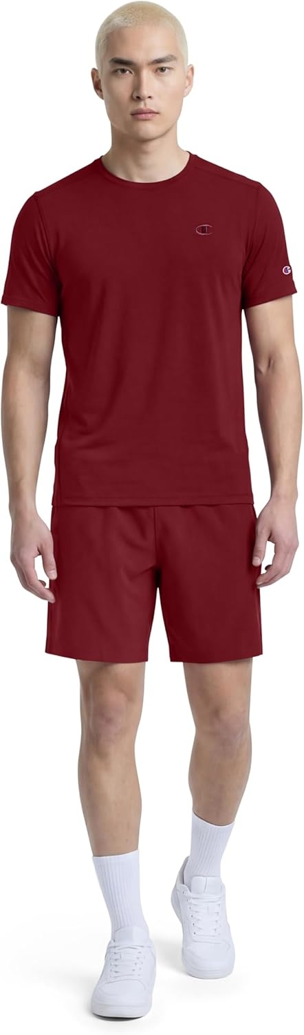 image:imageChampion Mens 10 Sport Knit Shorts Slim Fit LightweightPomegranate C Logo