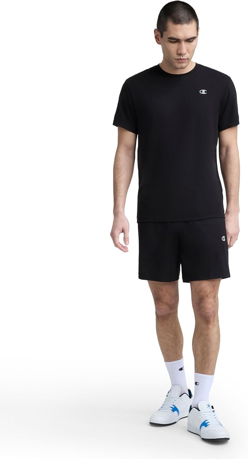 image:imageChampion Mens 7 Sport Knit Shorts Slim Fit LightweightBlack C Logo