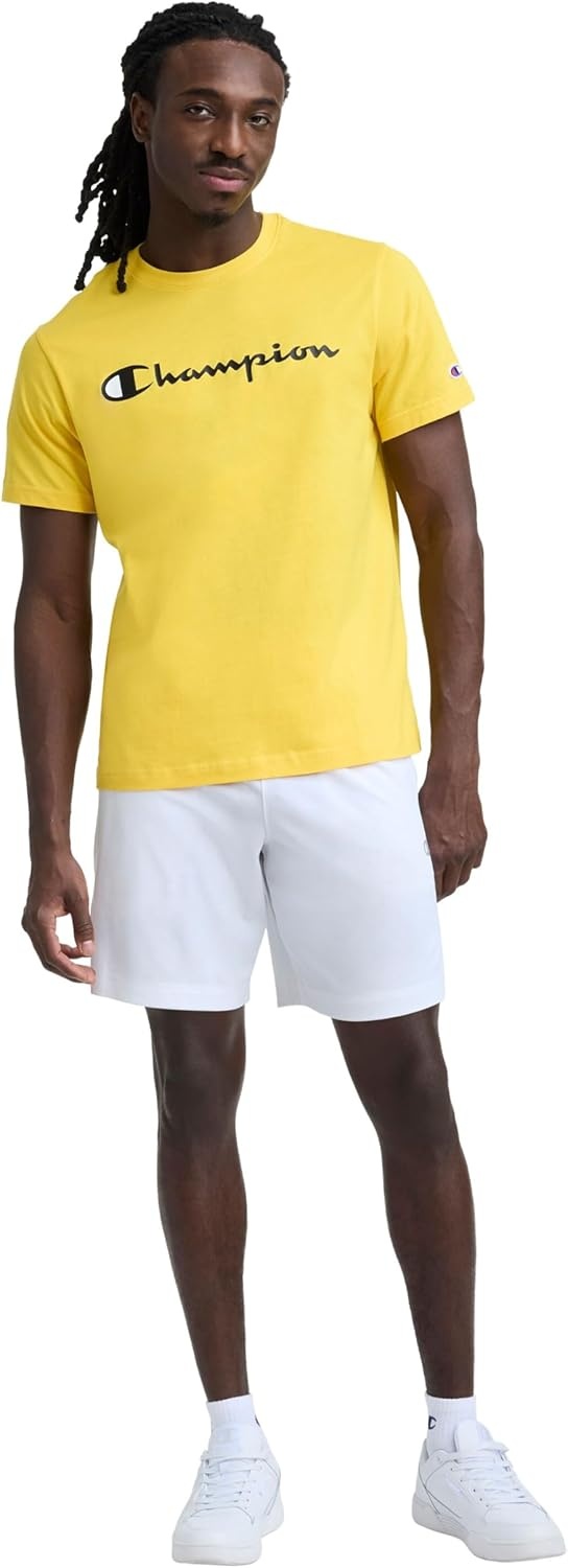 image:imageChampion Mens 7 Sport Knit Shorts Slim Fit LightweightBright White C Logo