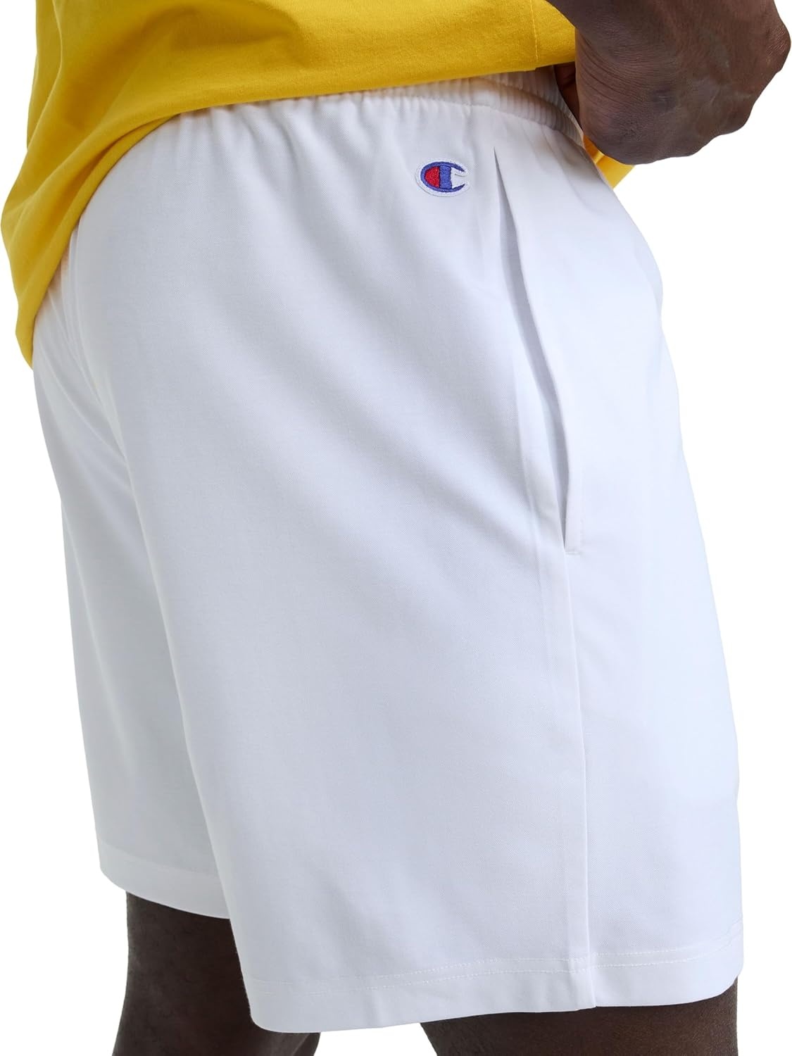 image:imageChampion Mens 7 Sport Knit Shorts Slim Fit LightweightBright White C Logo