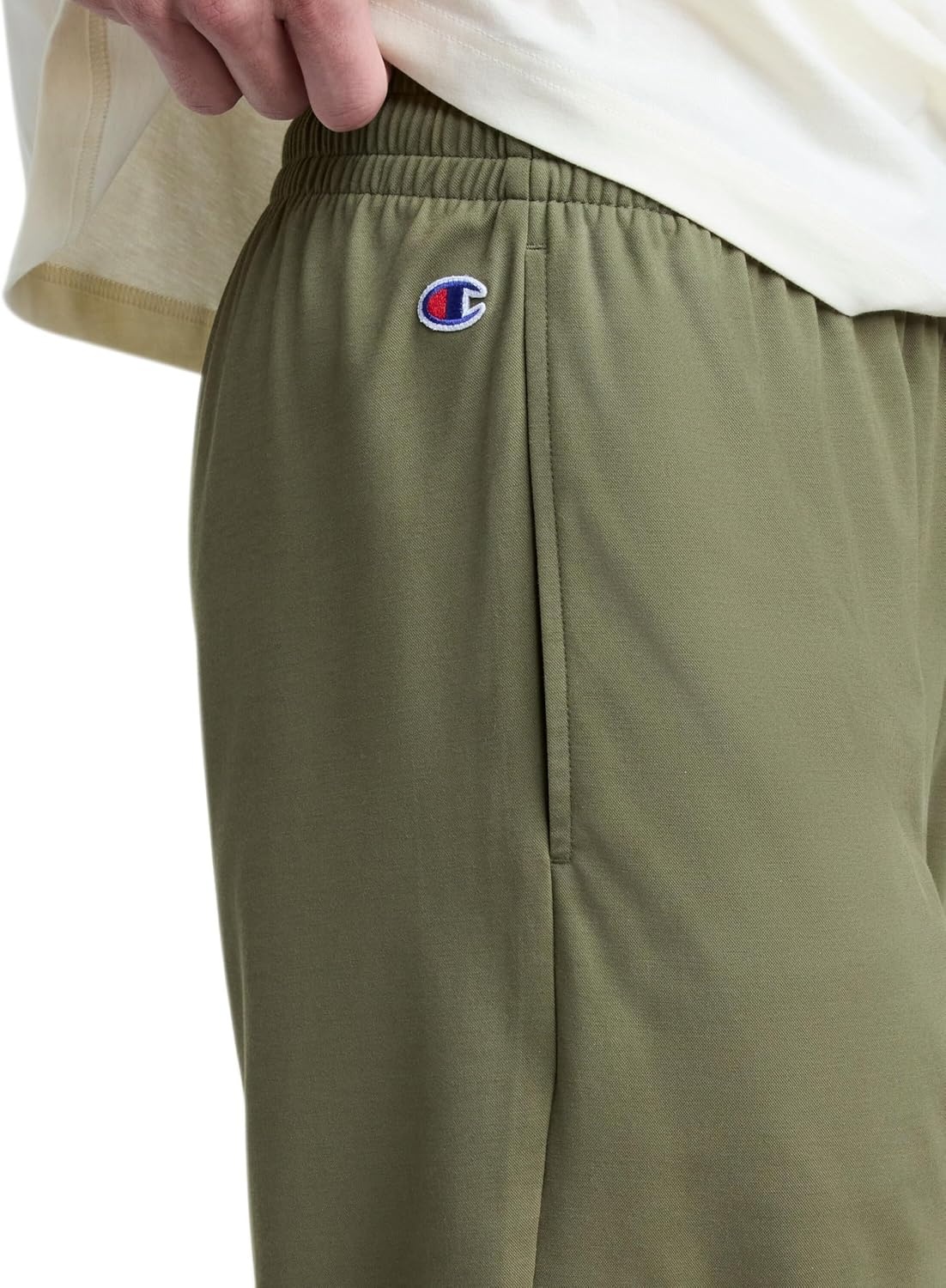 image:imageChampion Mens 7 Sport Knit Shorts Slim Fit LightweightBurnt Olive C Logo