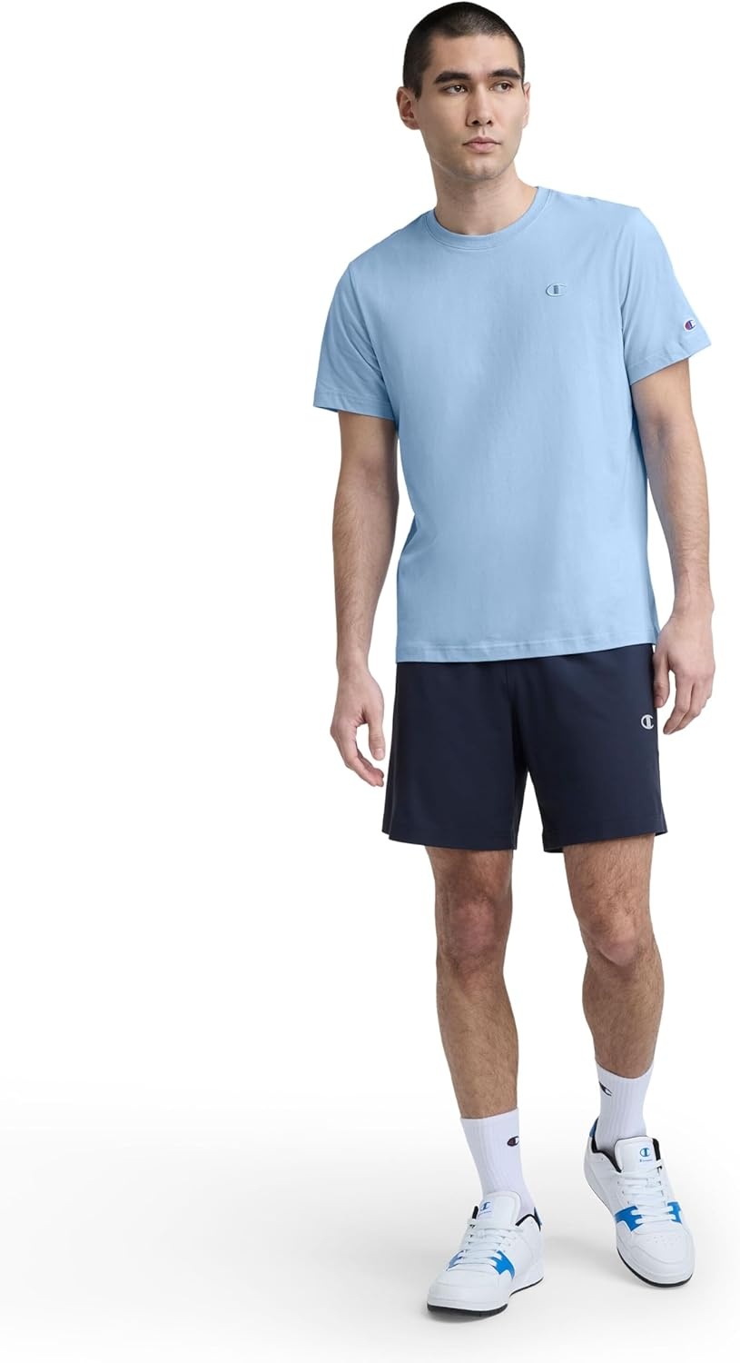 image:imageChampion Mens 7 Sport Knit Shorts Slim Fit LightweightDeep Navy C Logo