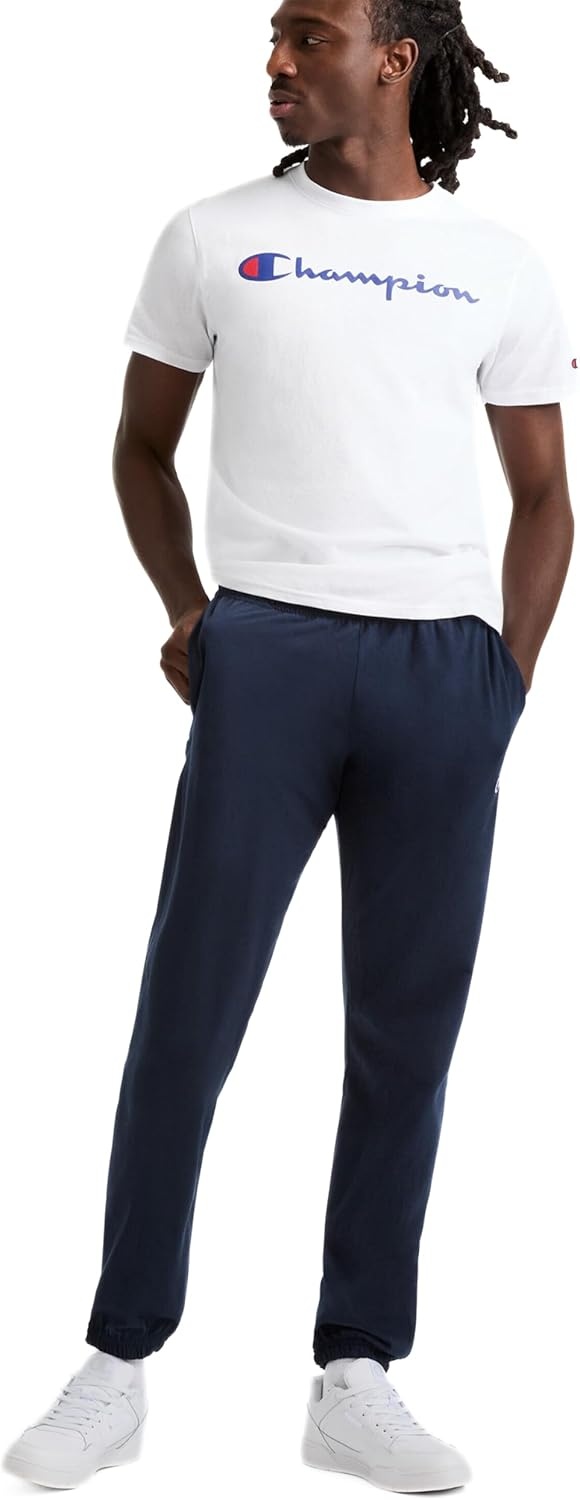 image:imageChampion Mens CinchedBottom Lounge Pants Standard Fit Lightweight 100 Cotton Available in Regular and Big amp TallNavy