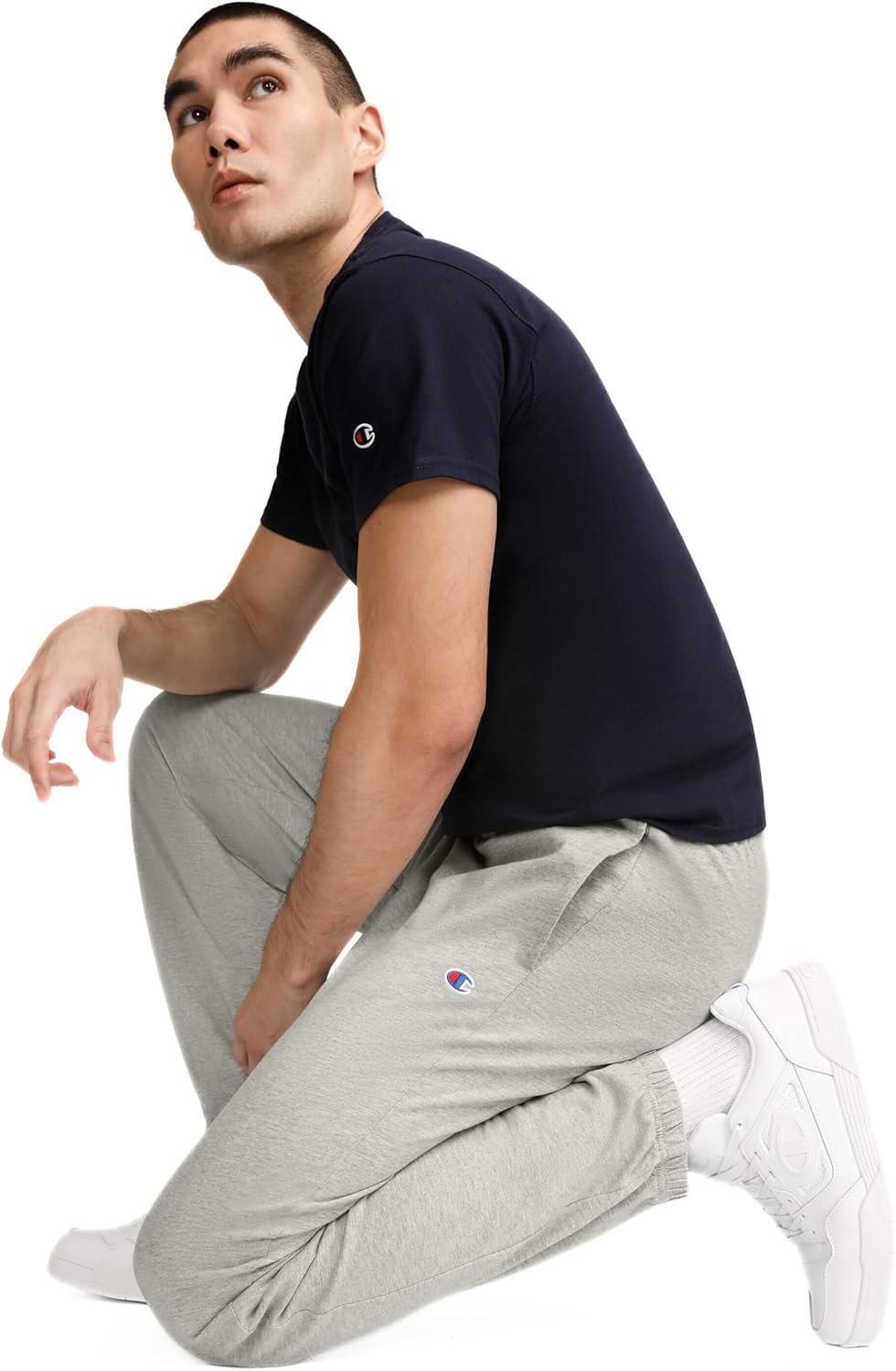 image:imageChampion Mens CinchedBottom Lounge Pants Standard Fit Lightweight 100 Cotton Available in Regular and Big amp TallNew Manhattan Mist Heather