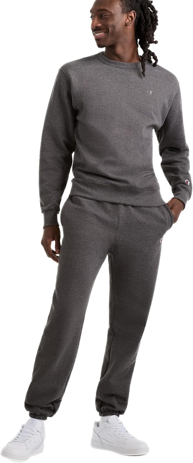 image:imageChampion Mens CinchedBottom Lounge Pants Standard Fit Lightweight Available in Regular and Big amp TallGranite Heather C Logo
