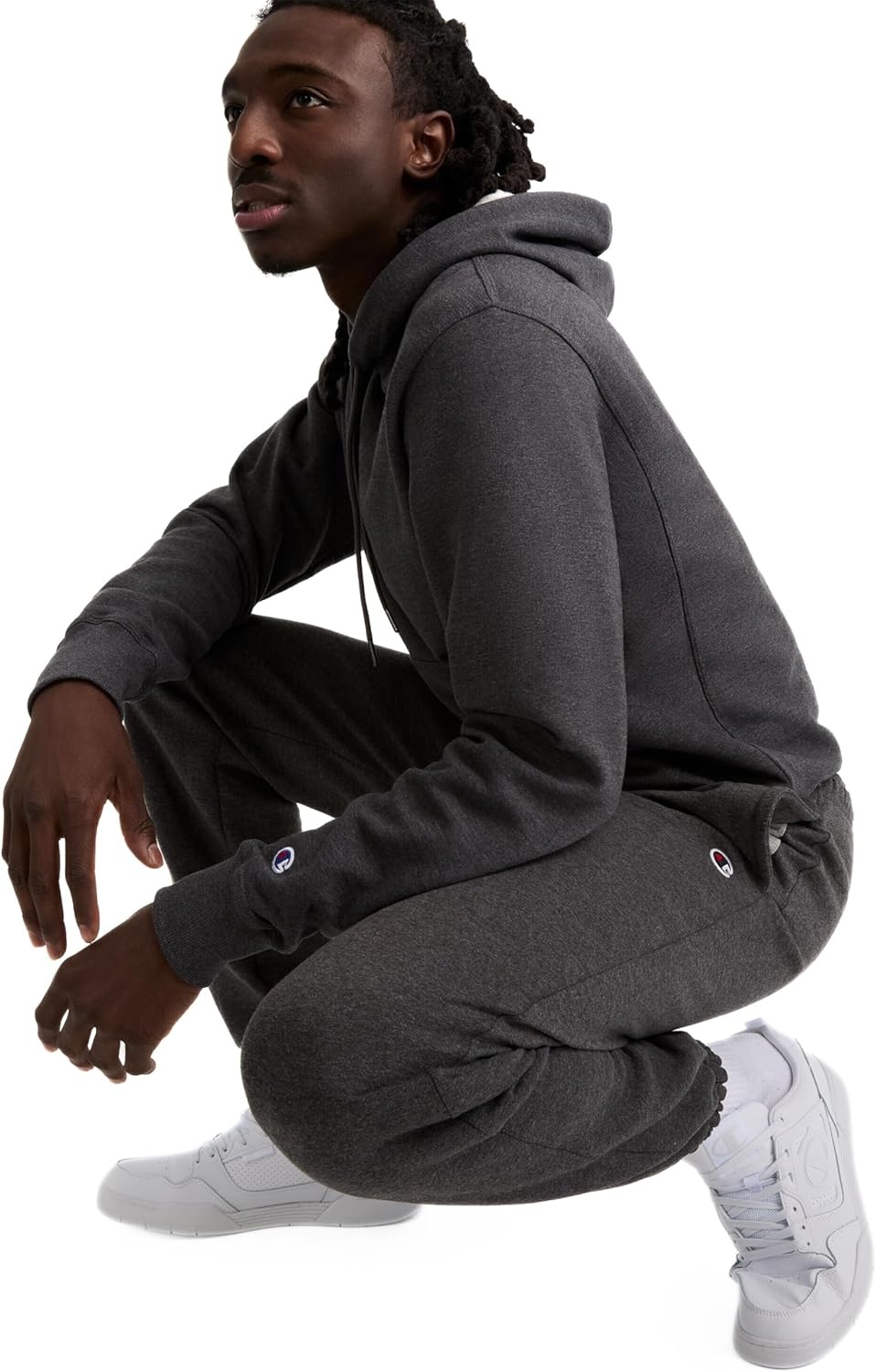 image:imageChampion Mens CinchedBottom Lounge Pants Standard Fit Lightweight Available in Regular and Big amp TallGranite Heather C Logo