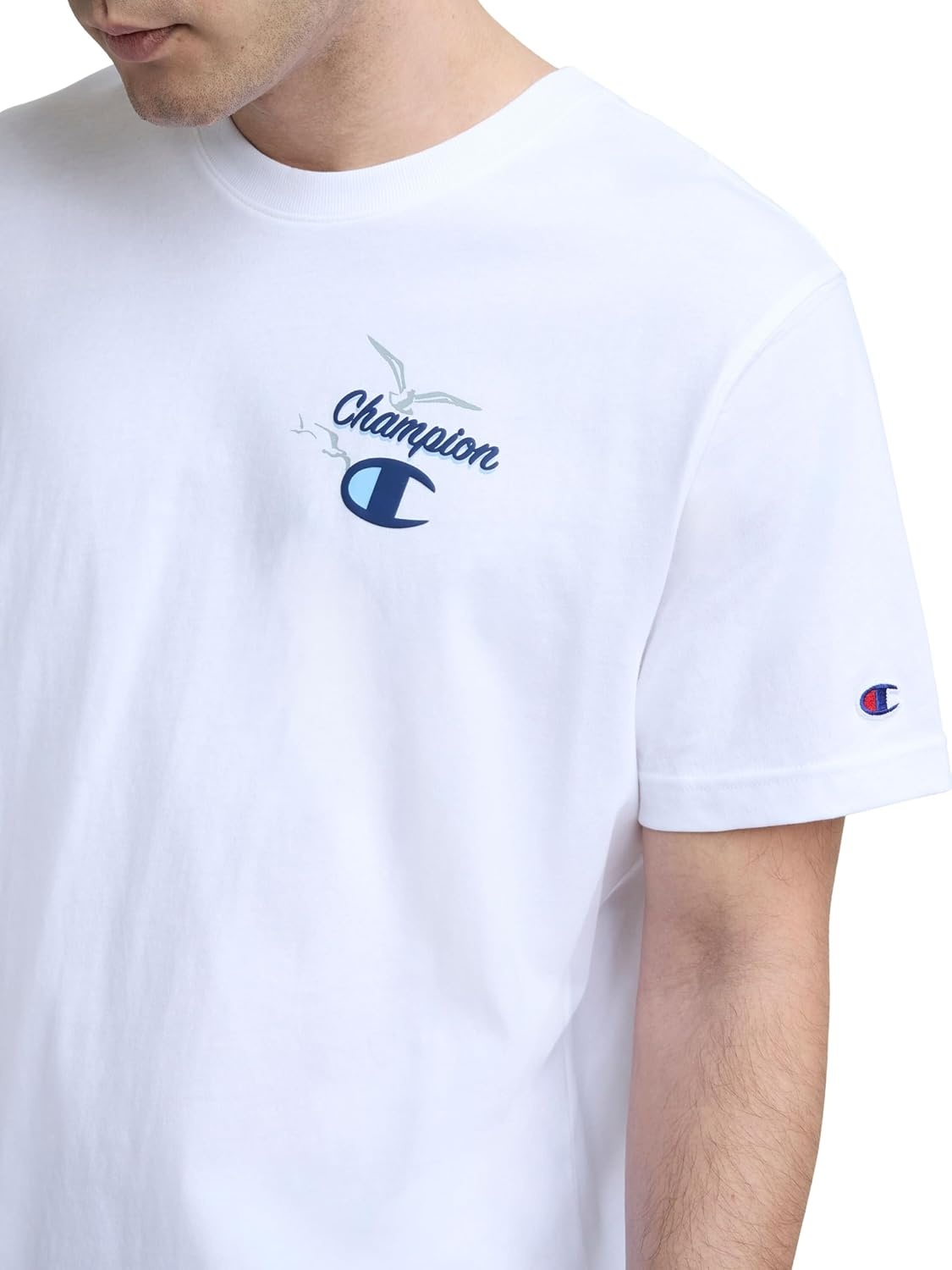 image:imageChampion Mens Classic Graphic Short Sleeve TShirt Standard Fit Champion Club GraphicsBright White Sunsetters