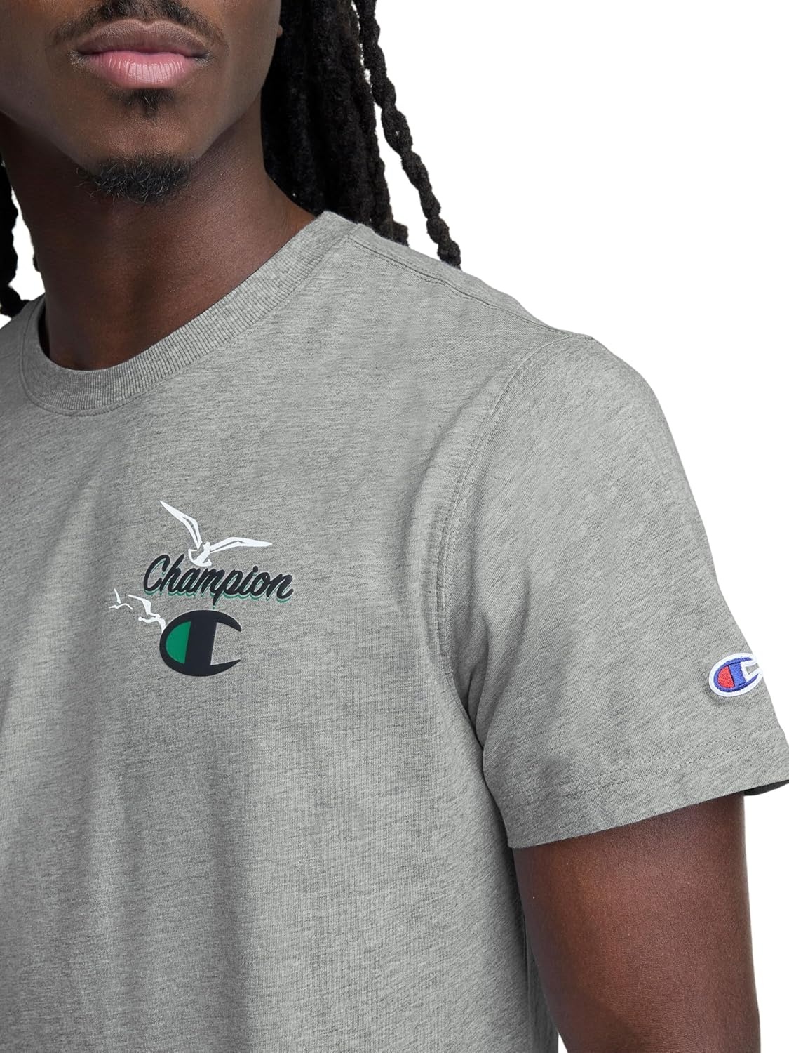 image:imageChampion Mens Classic Graphic Short Sleeve TShirt Standard Fit Champion Club GraphicsOxford Gray Heather Sunsetters