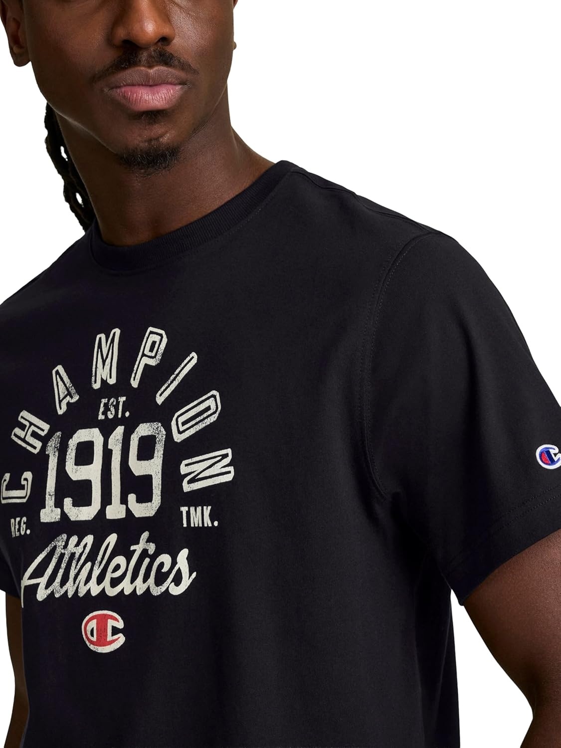 image:imageChampion Mens Classic Graphic Short Sleeve TShirt Standard Fit Modern Retro Gothic 19 GraphicBlack Champion 1919