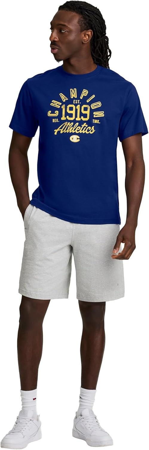 image:imageChampion Mens Classic Graphic Short Sleeve TShirt Standard Fit Modern Retro Gothic 19 GraphicBlue Depths Champion 1919
