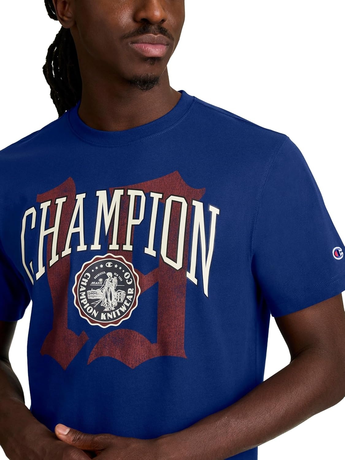 image:imageChampion Mens Classic Graphic Short Sleeve TShirt Standard Fit Modern Retro Gothic 19 GraphicBlue Depths Gothic 19