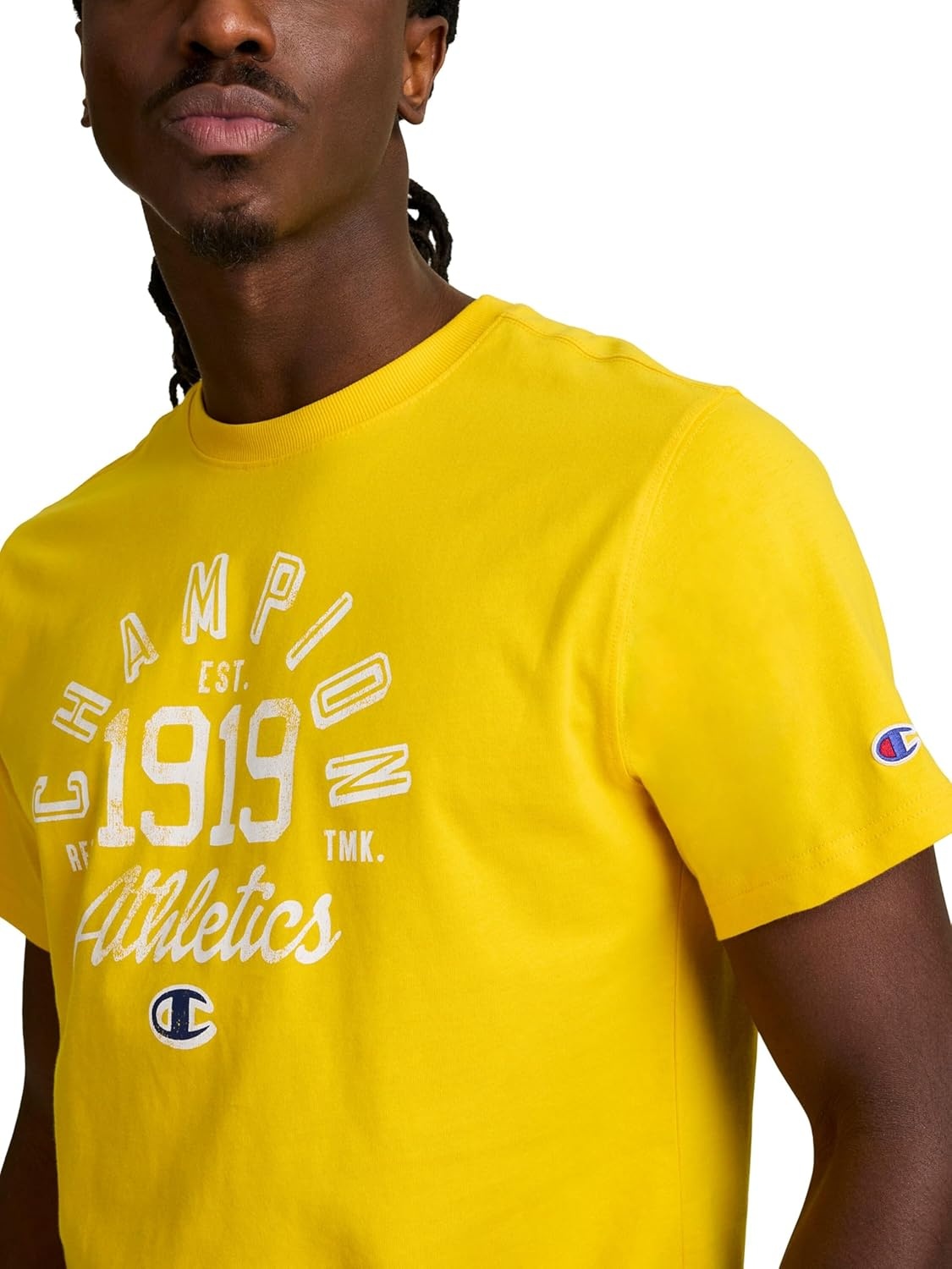 image:imageChampion Mens Classic Graphic Short Sleeve TShirt Standard Fit Modern Retro Gothic 19 GraphicFreesia Champion 1919