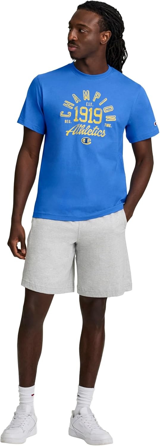 image:imageChampion Mens Classic Graphic Short Sleeve TShirt Standard Fit Modern Retro Gothic 19 GraphicNebulas Blue Champion 1919