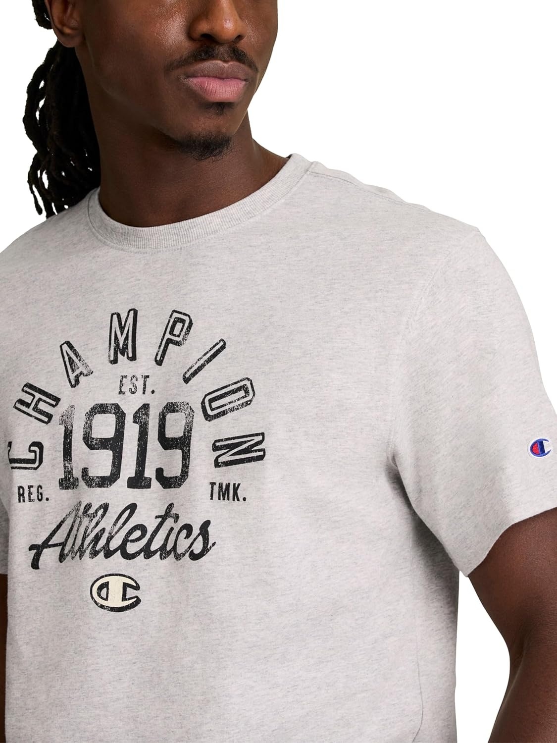 image:imageChampion Mens Classic Graphic Short Sleeve TShirt Standard Fit Modern Retro Gothic 19 GraphicOxford Gray Heather Champion 1919