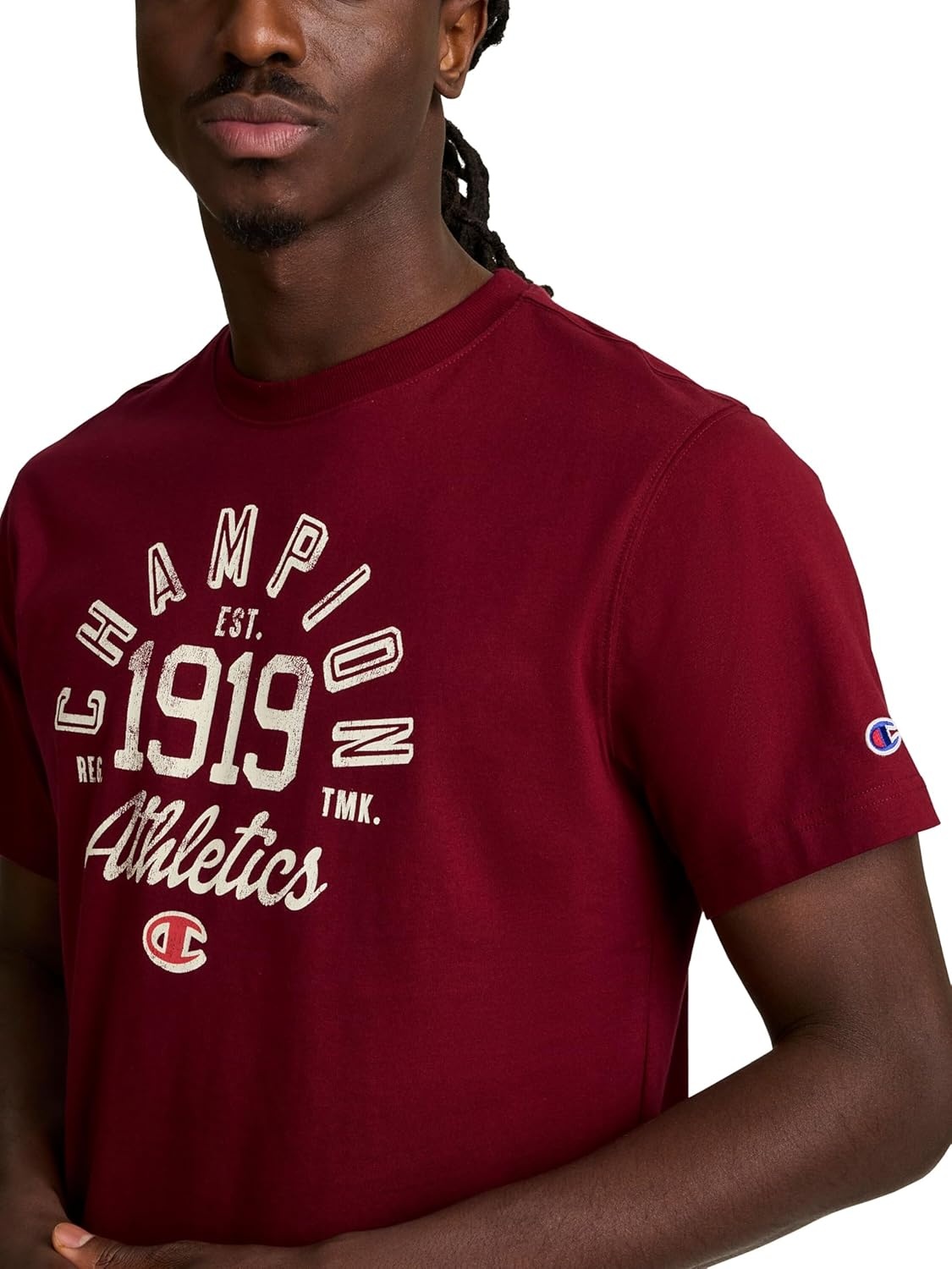 image:imageChampion Mens Classic Graphic Short Sleeve TShirt Standard Fit Modern Retro Gothic 19 GraphicPomegranate Champion 1919