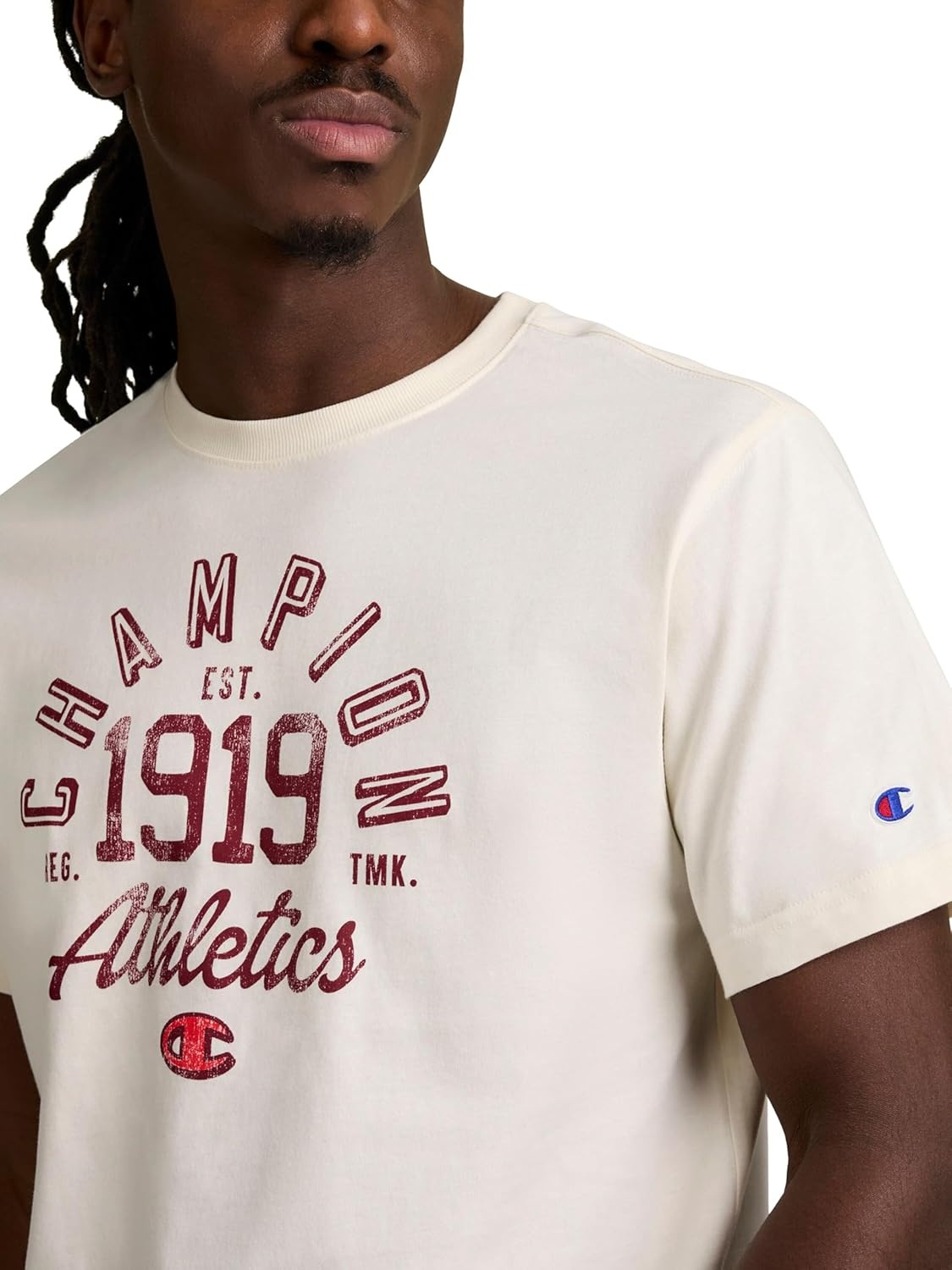 image:imageChampion Mens Classic Graphic Short Sleeve TShirt Standard Fit Modern Retro Gothic 19 GraphicUnbleached Cotton Champion 1919