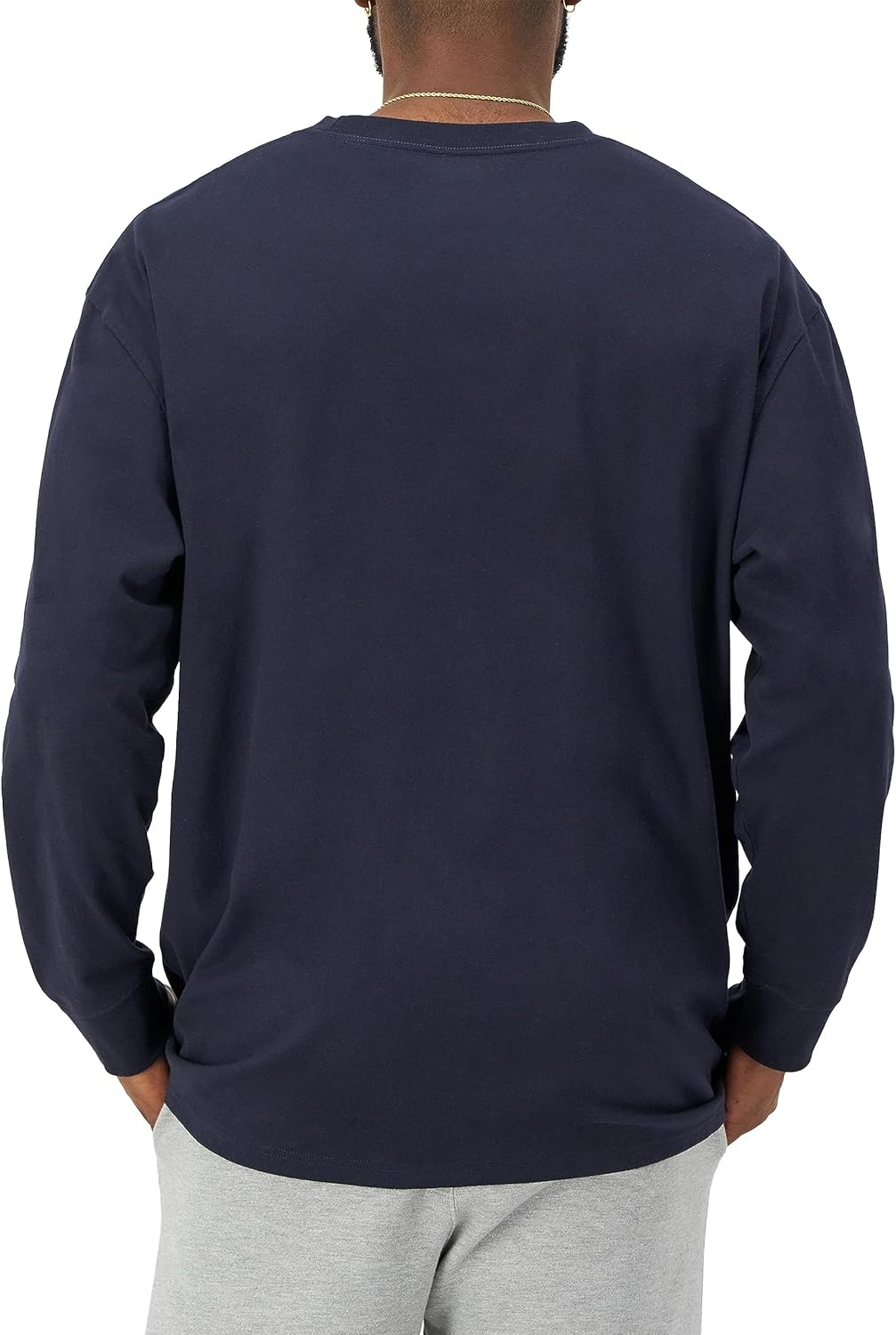 image:imageChampion Mens Classic Long Sleeve TShirt Standard Fit Script amp C Logo Available in Regular and Big amp TallDeep Navy