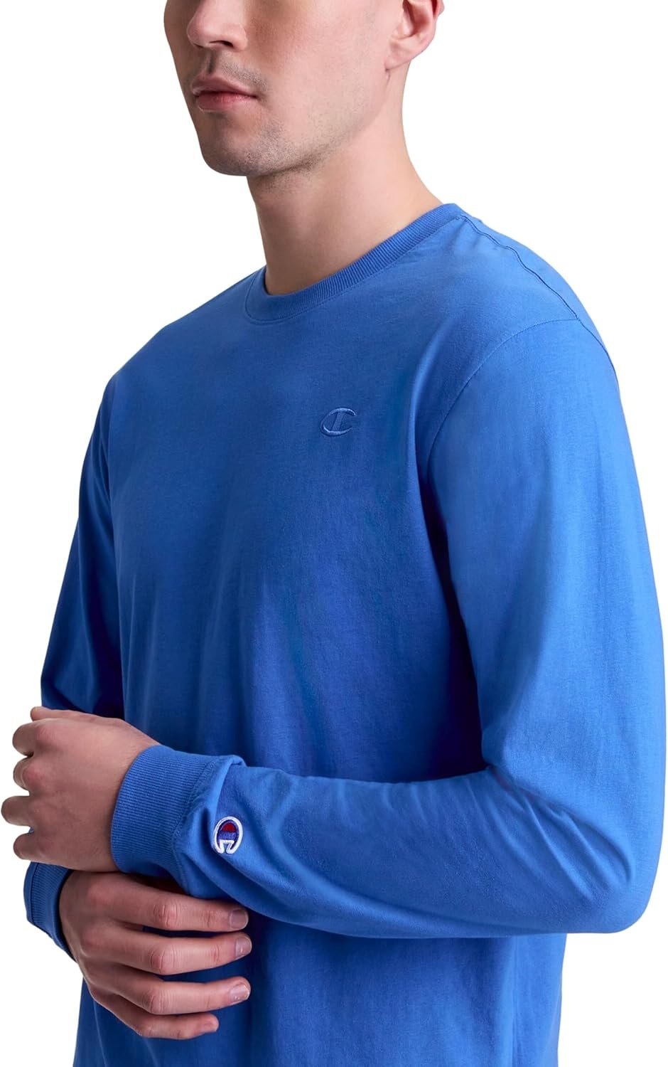 image:imageChampion Mens Classic Long Sleeve TShirt Standard Fit Script amp C Logo Available in Regular and Big amp TallNebulas Blue