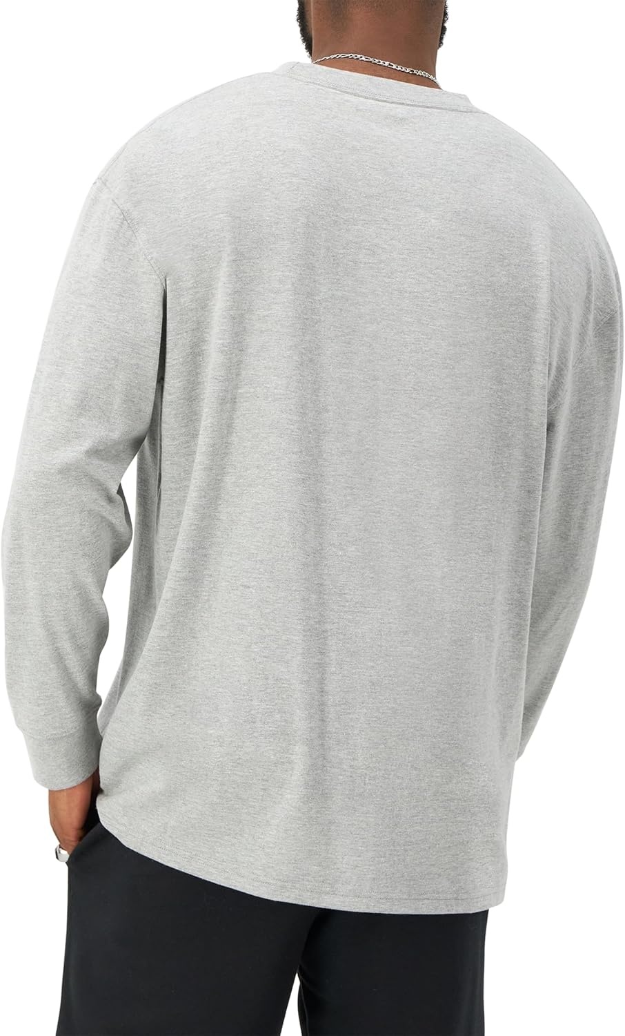 image:imageChampion Mens Classic Long Sleeve TShirt Standard Fit Script amp C Logo Available in Regular and Big amp TallPlatinum Silver Heather