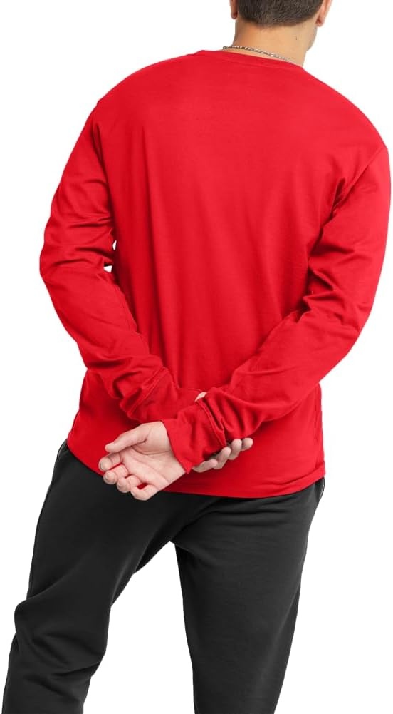 image:imageChampion Mens Classic Long Sleeve TShirt Standard Fit Script amp C Logo Available in Regular and Big amp TallScarlet