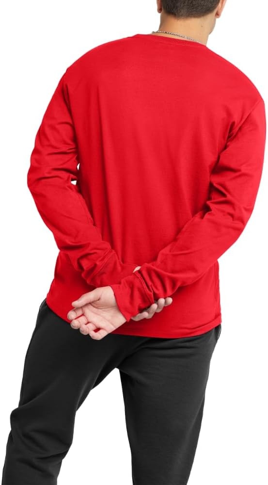 image:imageChampion Mens Classic Long Sleeve TShirt Standard Fit Script amp C Logo Available in Regular and Big amp TallScarlet