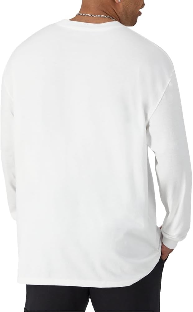image:imageChampion Mens Classic Long Sleeve TShirt Standard Fit Script amp C Logo Available in Regular and Big amp TallWhite