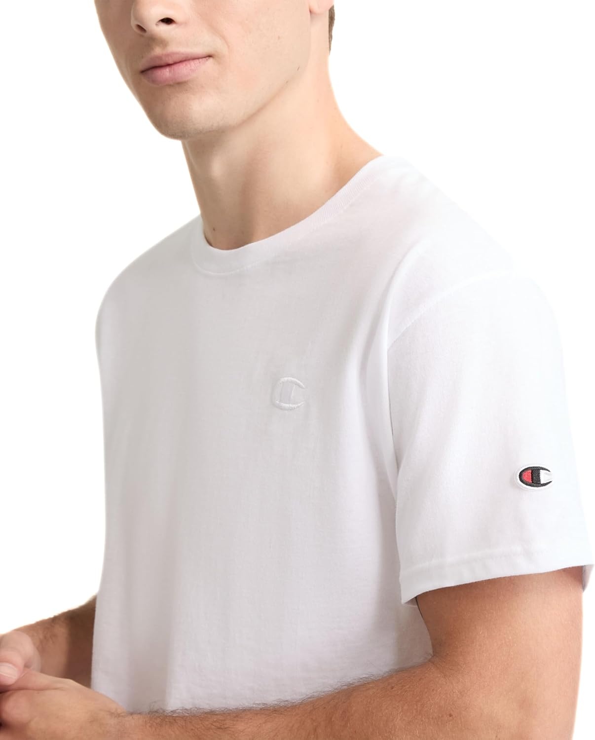 image:imageChampion Mens Classic Short Sleeve TShirt Standard Fit Midweight 100 Cotton Available in Regular and Big amp TallBright White