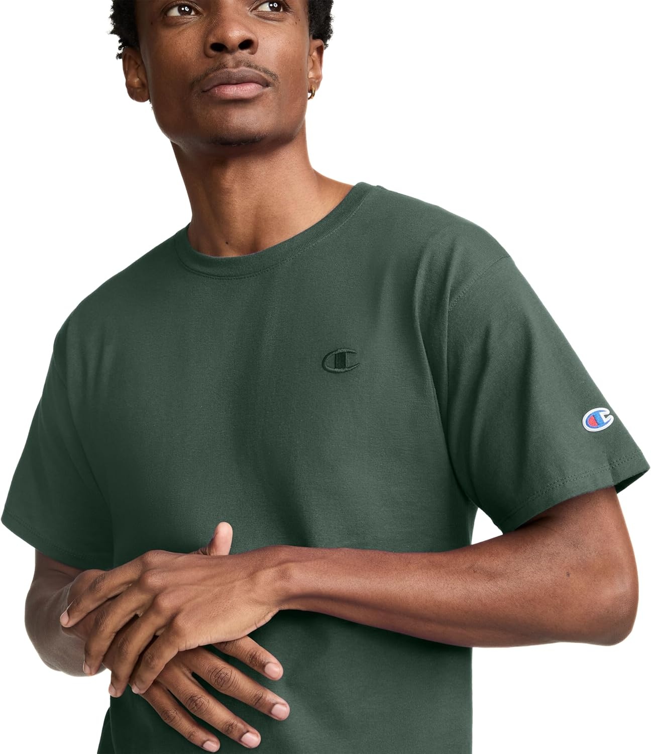 image:imageChampion Mens Classic Short Sleeve TShirt Standard Fit Midweight 100 Cotton Available in Regular and Big amp TallDark Green