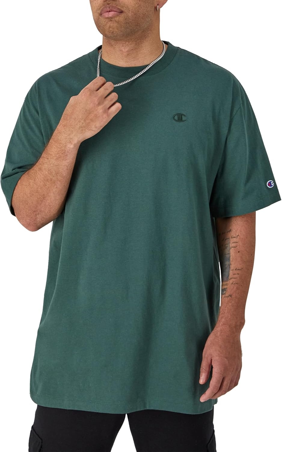 image:imageChampion Mens Classic Short Sleeve TShirt Standard Fit Midweight 100 Cotton Available in Regular and Big amp TallDark Green