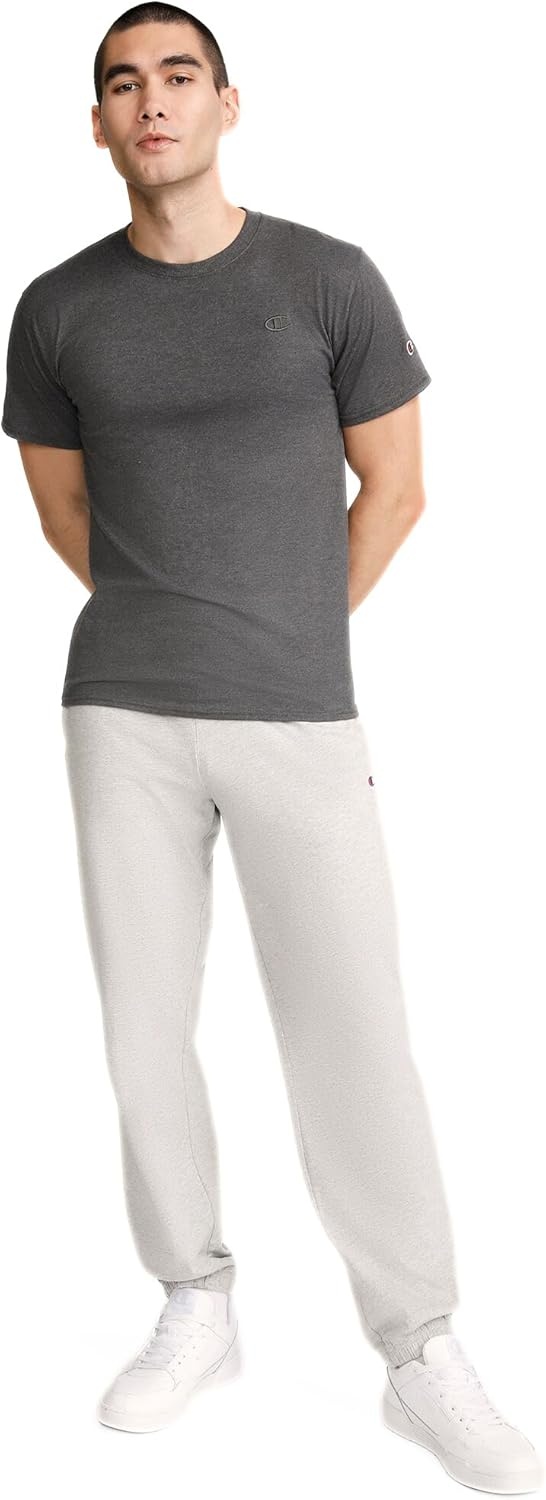 image:imageChampion Mens Classic Short Sleeve TShirt Standard Fit Midweight 100 Cotton Available in Regular and Big amp TallGranite Heather C Logo