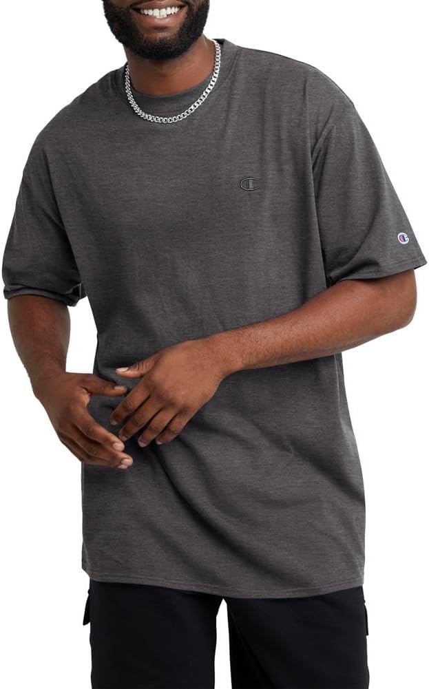 image:imageChampion Mens Classic Short Sleeve TShirt Standard Fit Midweight 100 Cotton Available in Regular and Big amp TallGranite Heather