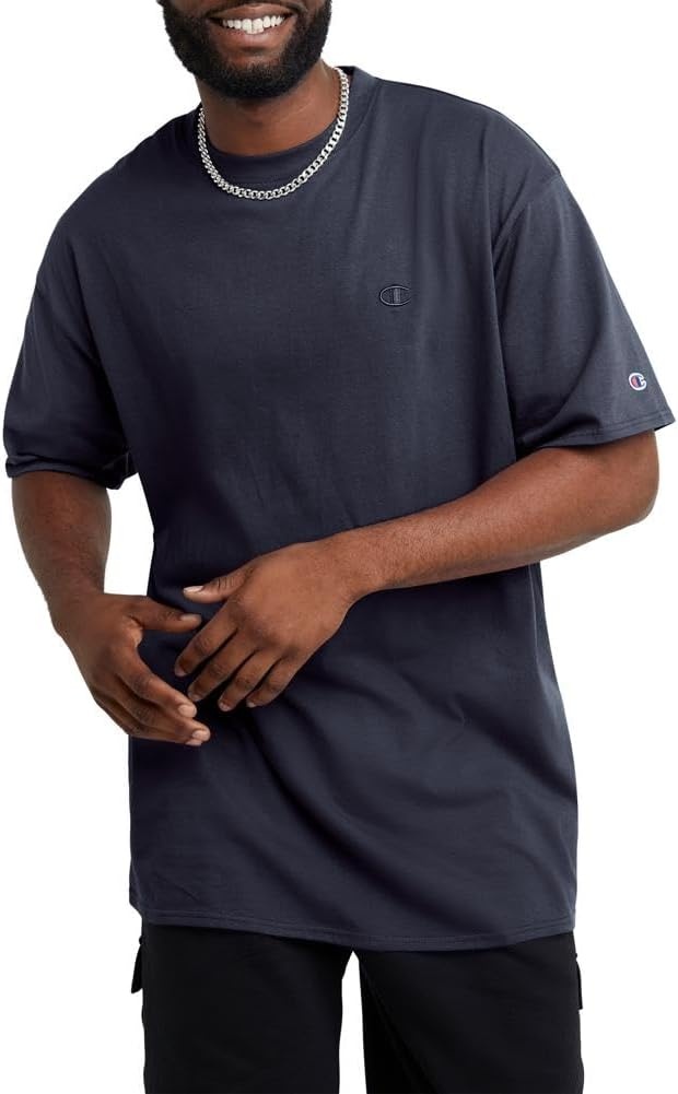 image:imageChampion Mens Classic Short Sleeve TShirt Standard Fit Midweight 100 Cotton Available in Regular and Big amp TallNavy